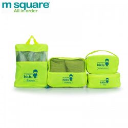 M SQUARE 4 piece set utility Kids lightweight multifunction foldable travel bags (Yellow)