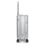 SUISSEWIN 20" Aluminium Carry-On Suitcase - Silver, compact, and durable with smooth-rolling wheels and a telescoping handle.