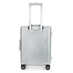 SUISSEWIN 20" Aluminium Carry-On Suitcase - Silver, compact, and durable with smooth-rolling wheels and a telescoping handle.